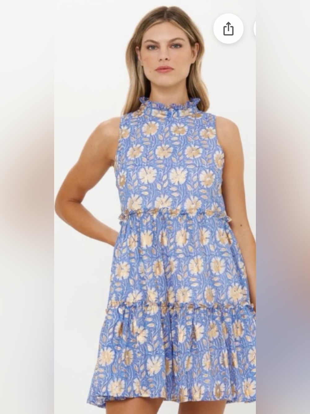 Oliphant Ruffle Tiered Short Dress – Mughal Blue | Large | $288 Retail